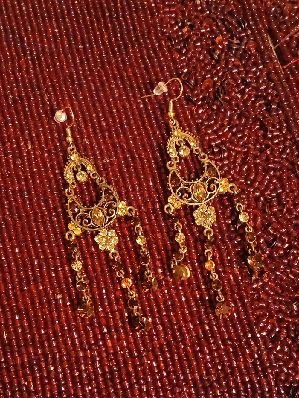 Gold Y2k Filigree Chandelier Drop Earrings - Women Jewelry